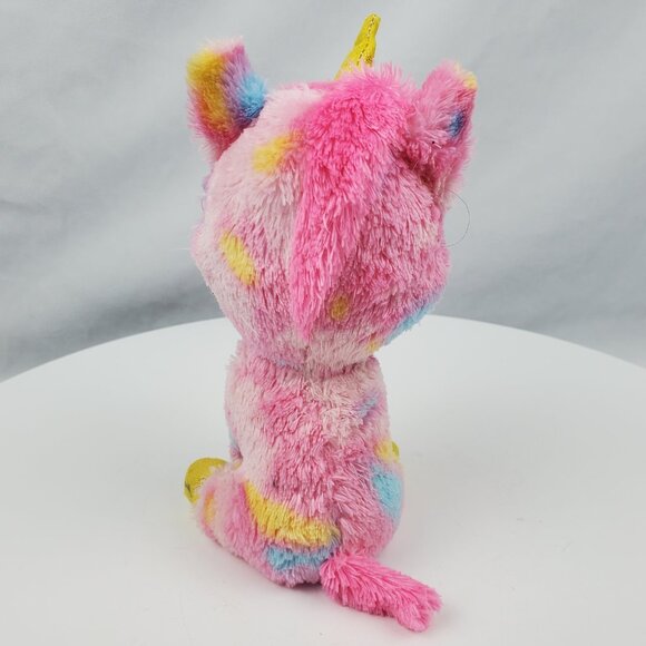 Ty Beanie Boos Fantasia Pink Rainbow Unicorn 6" Plush Glitter Eyes Stuffed Toy - Picture 3 of 5